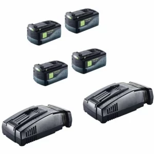 Festool Akku Set 18V Mit 4x BP 18 Li 5,2 AS Akkupack 5,2Ah ( 200181 ) + 2x SCA 8 Ladegerät ( 200178 ) 9