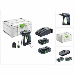 Festool C 18 HPC 4,0 L-Plus Akku Bohrschrauber 18 V 45 Nm Brushless ( 576435 ) + 2x Akku 4,0 Ah + Ladegerät + Systainer 15