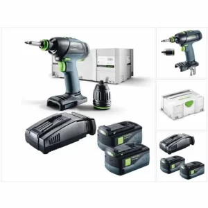 Festool T 18+3 Li-Basic Akku Bohrschrauber 18V 50Nm Brushless + 2x Akku 5,2Ah + Ladegerät + Systainer 15