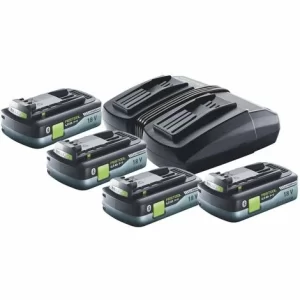 Festool Energie Set TCL 6 DUO Doppel Schnellladegerät 10,8 V – 18 V ( 577017 ) + 4x BP 18 Li 4,0Ah HPC-ASI Akkupack HighPower ( 4x 205034 ) 9